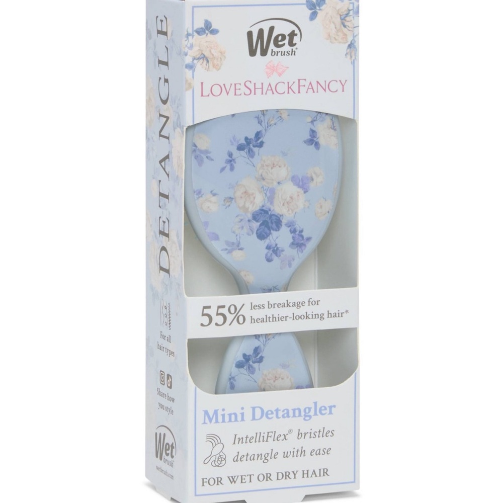 LoveShackFancy Wet Brush Mini Detangler - Blue Everblooming Rosettes